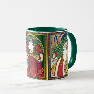Taza Navidad Vintage, 3 Santa Claus Diferentes