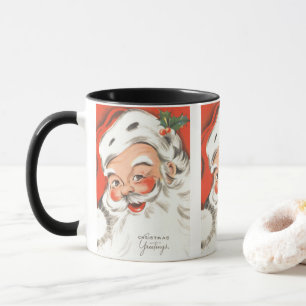 Taza Navidad Vintage, alegre Papá Noel con sonrisa