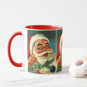 Taza Navidad Vintage, Alegre Santa Claus Retro de los 5
