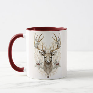 Taza Navidad Vintage Buck con Acebo y Bayas