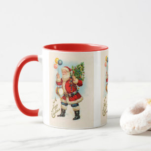 Taza Navidad Vintage, Globos de Papá Noel Victoriano