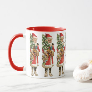 Taza Navidad Vintage, imagen recortada de Santa Claus