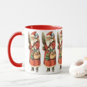 Taza Navidad Vintage, Imagen recortada de Santa Claus