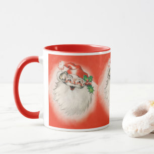 Taza Navidad Vintage, Jolly Retro Santa Claus de los 50