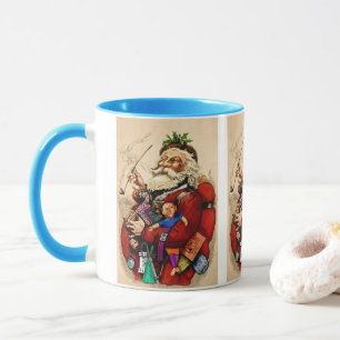 Taza Navidad Vintage, juguetes de pipa de Santa Claus v