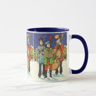 Taza Navidad Vintage, músicos villancicos con música