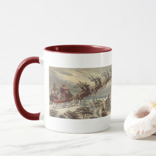 Taza Navidad vintage, Papá Noel victoriano en Sleigh