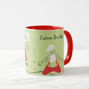 Taza Navidad Vintage, Santa Claus Chef con cena