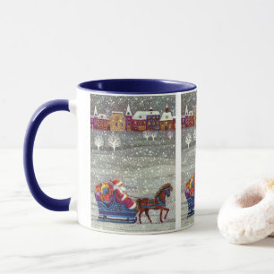 Taza Navidad Vintage, Santa Claus Trineo Abierto de un 