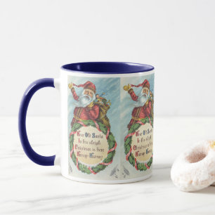 Taza Navidad Vintage, Santa Claus victoriano en guirnal
