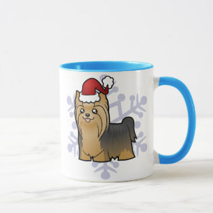 Taza Navidad Yorkshire Terrier (pelo largo con el arco)