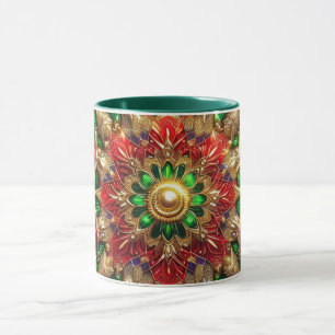Taza NAVIDADES ~ 3D ~ Rojo, Verde y Oro ~