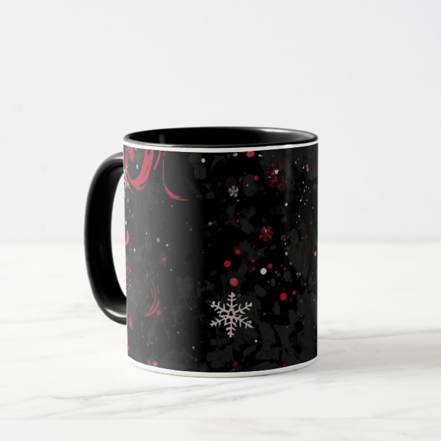 Taza Navidades abstractos giran un patrón sobre un negr (Anverso izquierdo)