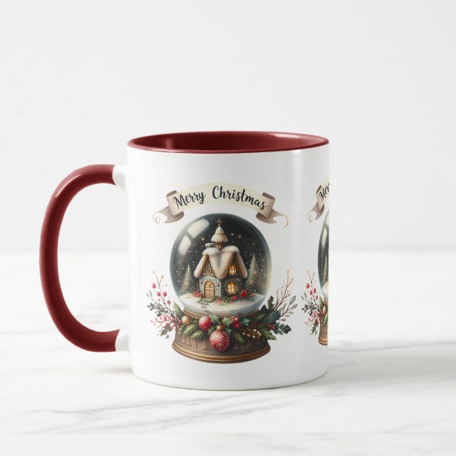 Taza Navidades acogedores Escena de la cabaña de glóbul (Izquierda)
