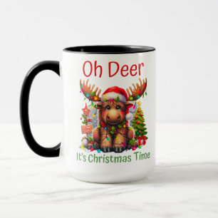 Taza Navidades Adorables Moose con Santa Hat y Holida