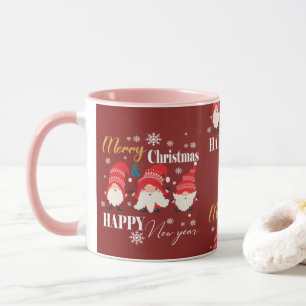 Taza Navidades adorables pequeños enanos rojos  