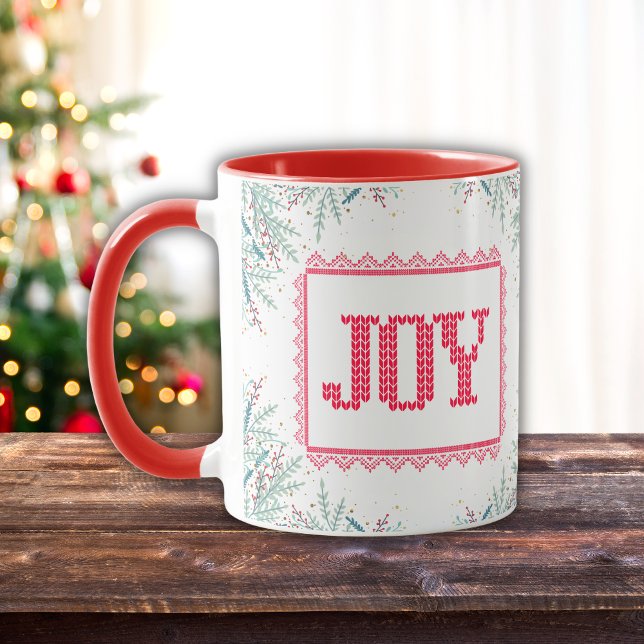 Taza Navidades Alegran Red Knit Mistletoe Watercolor (Subido por el creador)