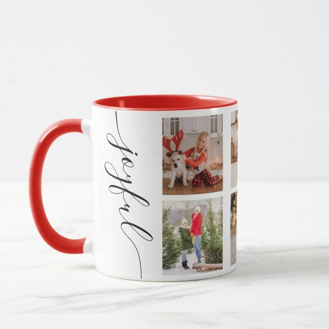 Taza Navidades alegres caligrafía guión foto (Izquierda)