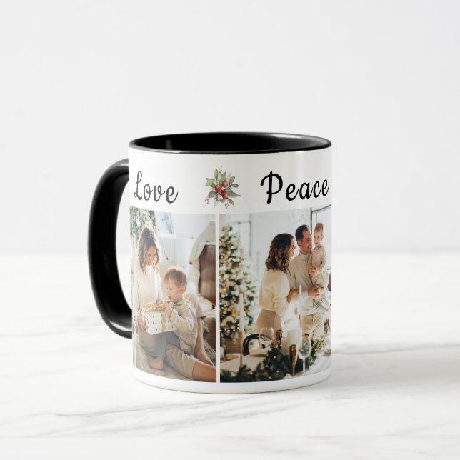 Taza Navidades Aman la Alegría de la Paz Tres fotografí (Anverso izquierdo)