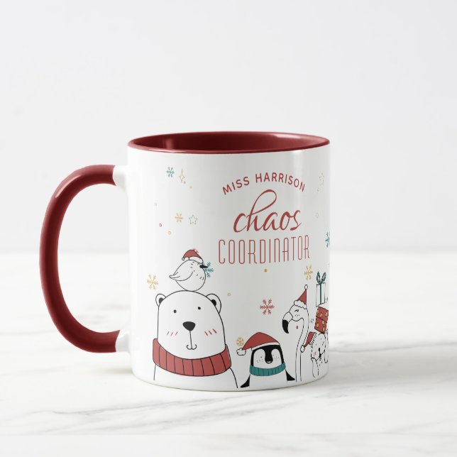 Taza Navidades Animales Coordinador de caos Personaliza (Izquierda)