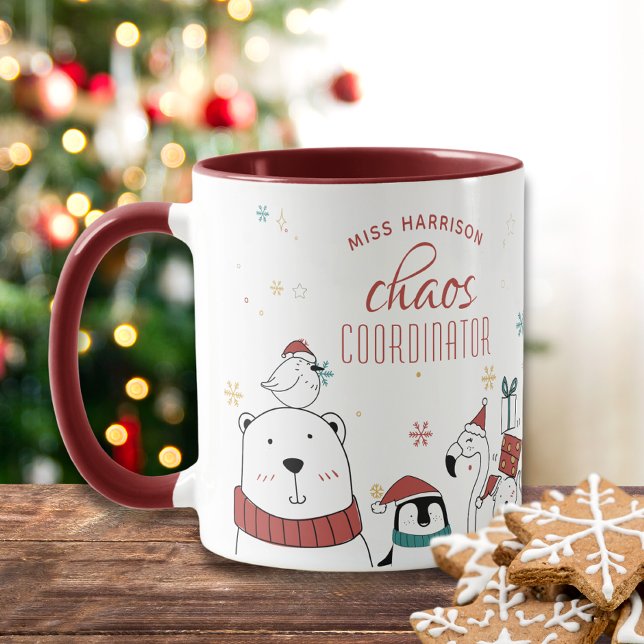 Taza Navidades Animales Coordinador de caos Personaliza (Subido por el creador)