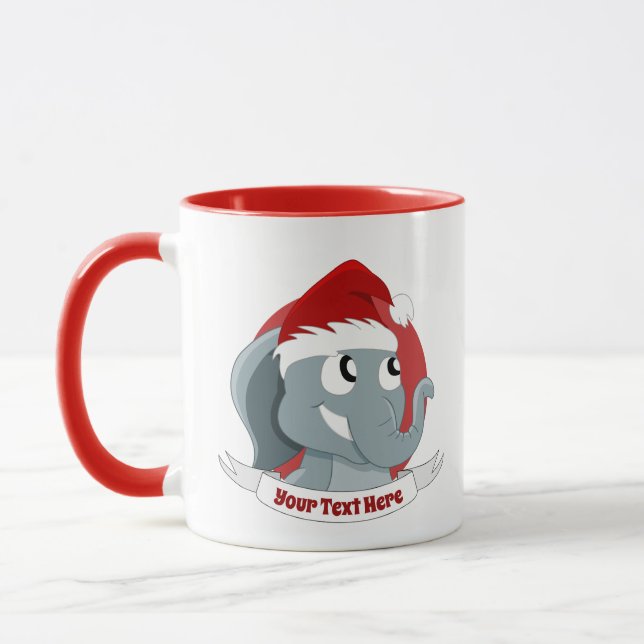 Taza Navidades atracan con un lindo elefante personaliz (Izquierda)