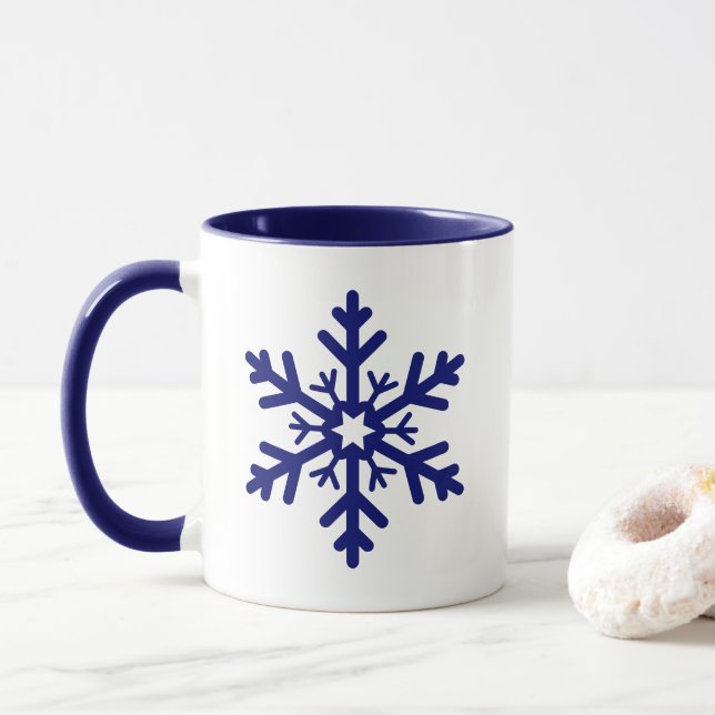Taza Navidades azules de la marina copan nieve en vacac (Con donut)