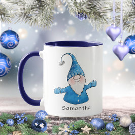 Taza Navidades Azules de la Personalizado Cute Gnome