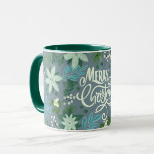 Taza Navidades azules polvorientos con letras de Mug