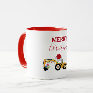 Taza Navidades Backhoe Construction Truck