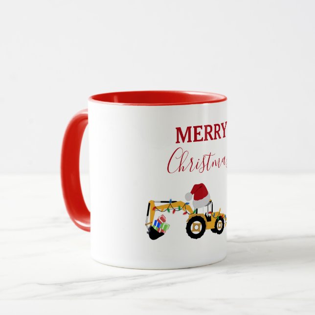 Taza Navidades Backhoe Construction Truck (Anverso izquierdo)