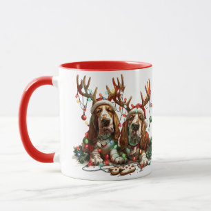 Taza Navidades Basset Hound Dogs