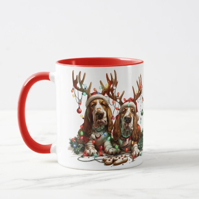 Taza Navidades Basset Hound Dogs (Izquierda)