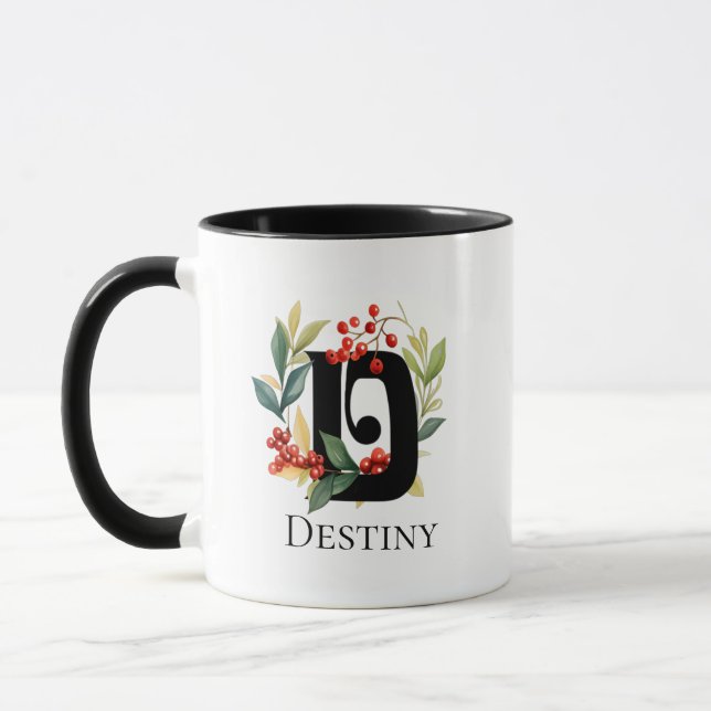 Taza Navidades Berries Wreath Monograma D (Izquierda)