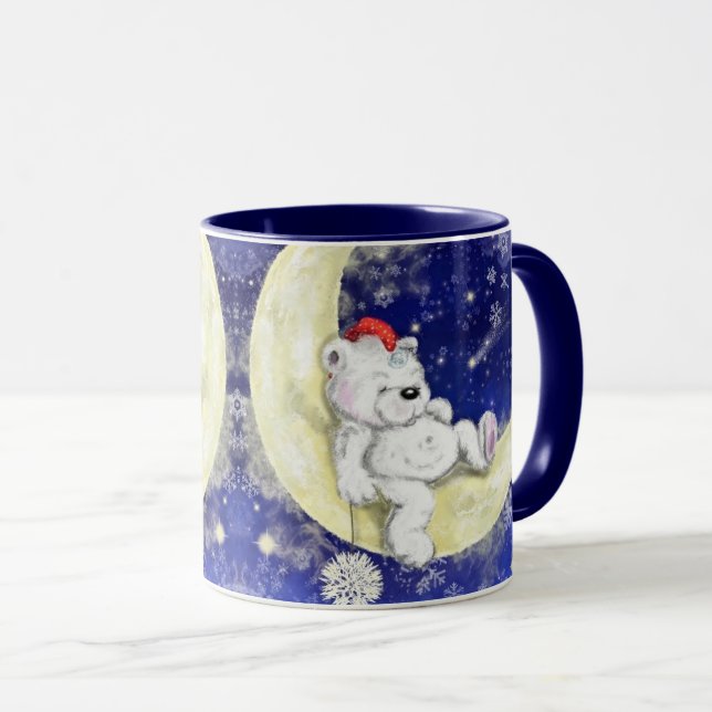 Taza Navidades besan regalo con un pequeño oso soñador (Anverso derecho)