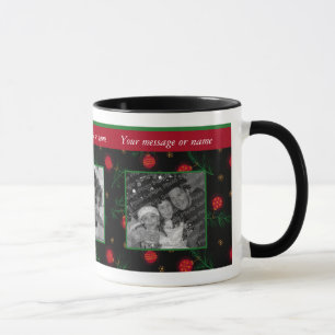 Taza Navidades Black Red Ornament Photo Mug