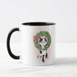 Taza Navidades blancos y negros personalizados usan gat