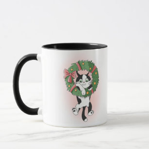 Taza Navidades blancos y negros personalizados usan gat