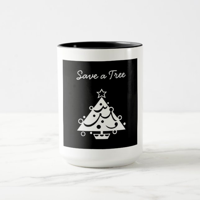 Taza Navidades blancos y negros salvan el árbol (Centro)