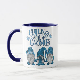 Taza Navidades Blue Winter Trio chillin con mis gnomos
