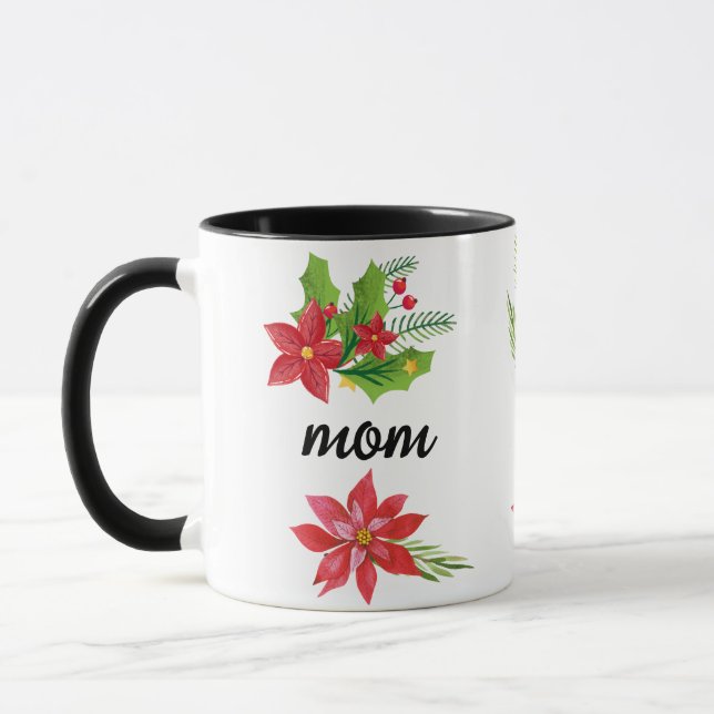 Taza Navidades brillan Holly Black Script Mom Black (Izquierda)