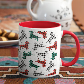 Taza Navidades Buenos días Buffalo Plaid Dachshunds Caf