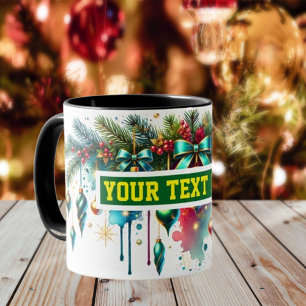 Taza Navidades Bulbs Watercolor Café Mug