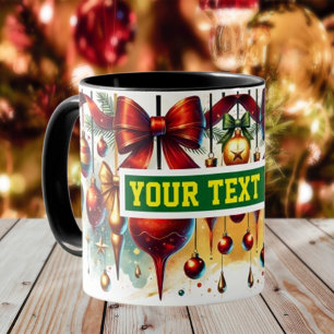 Taza Navidades Bulbs Watercolor Café Mug