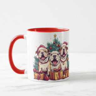 Taza Navidades Bulldog inglés Santa Hats