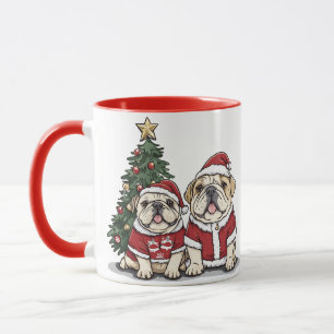 Taza Navidades Bulldog inglés Santa Hats