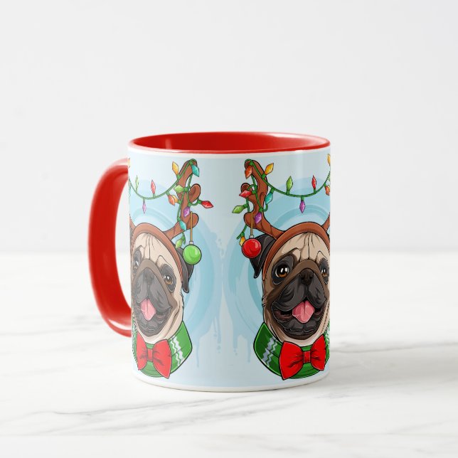 Taza Navidades burdos Pugs Mug (Anverso izquierdo)