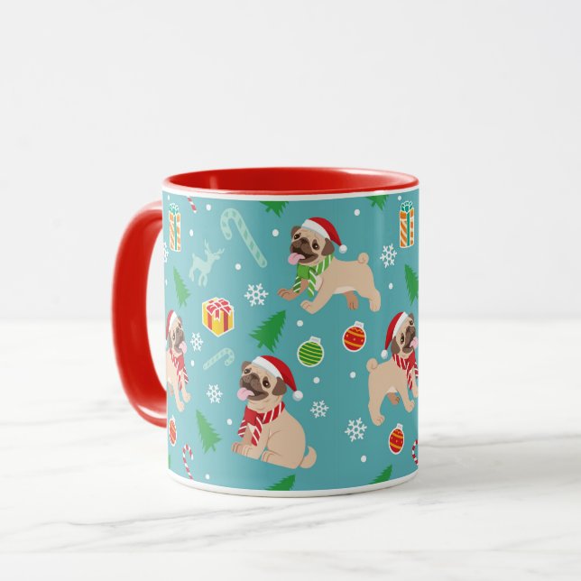 Taza Navidades burdos Pugs Mug (Anverso izquierdo)