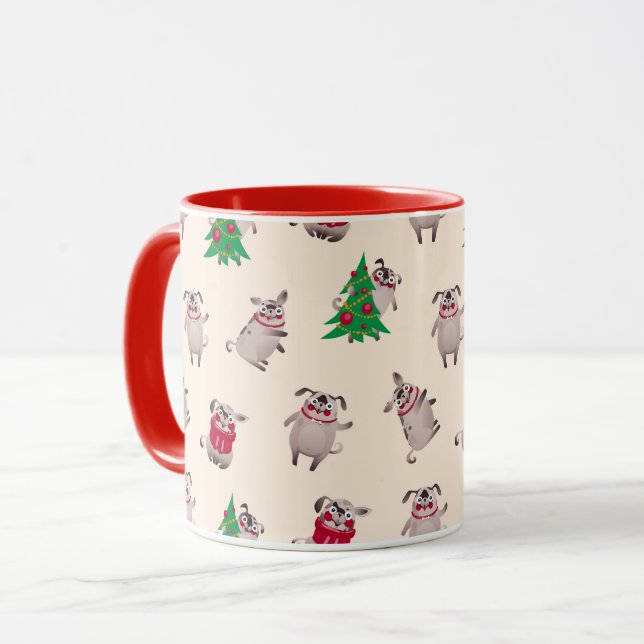 Taza Navidades burdos Pugs Mug (Anverso izquierdo)