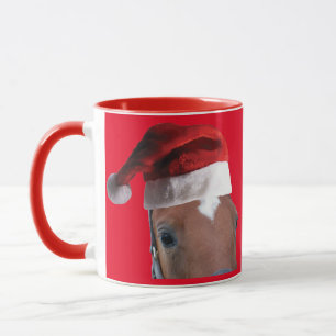 Taza Navidades Caballo con un Gorra de Santa Claus